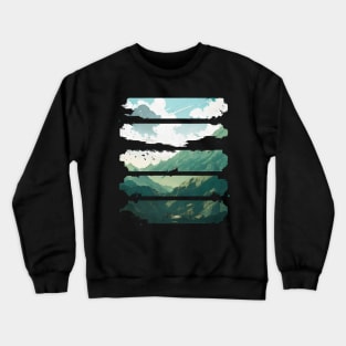 Zany Cute Fantasy Mountain Landscape Crewneck Sweatshirt